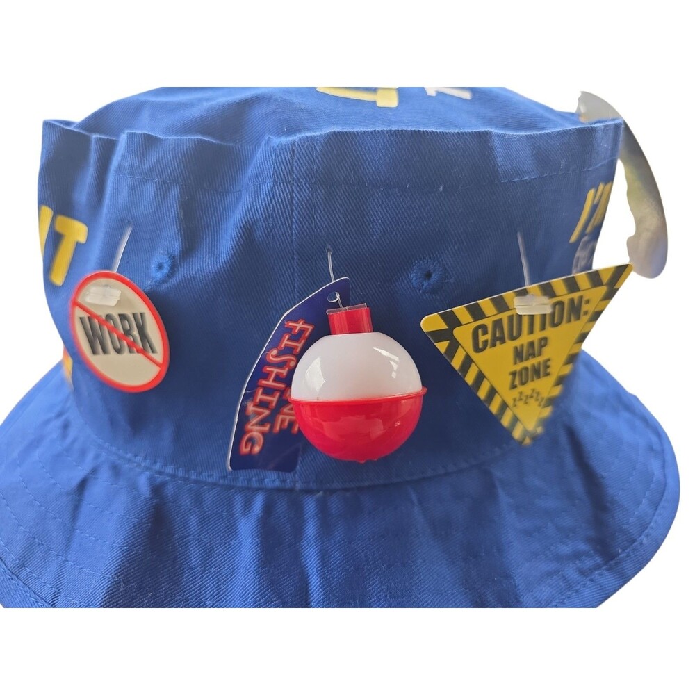 Official Retirement Survival Bucket Hat NWT Blue Fishing Bobber Bottle Opener - Picture 6 of 10